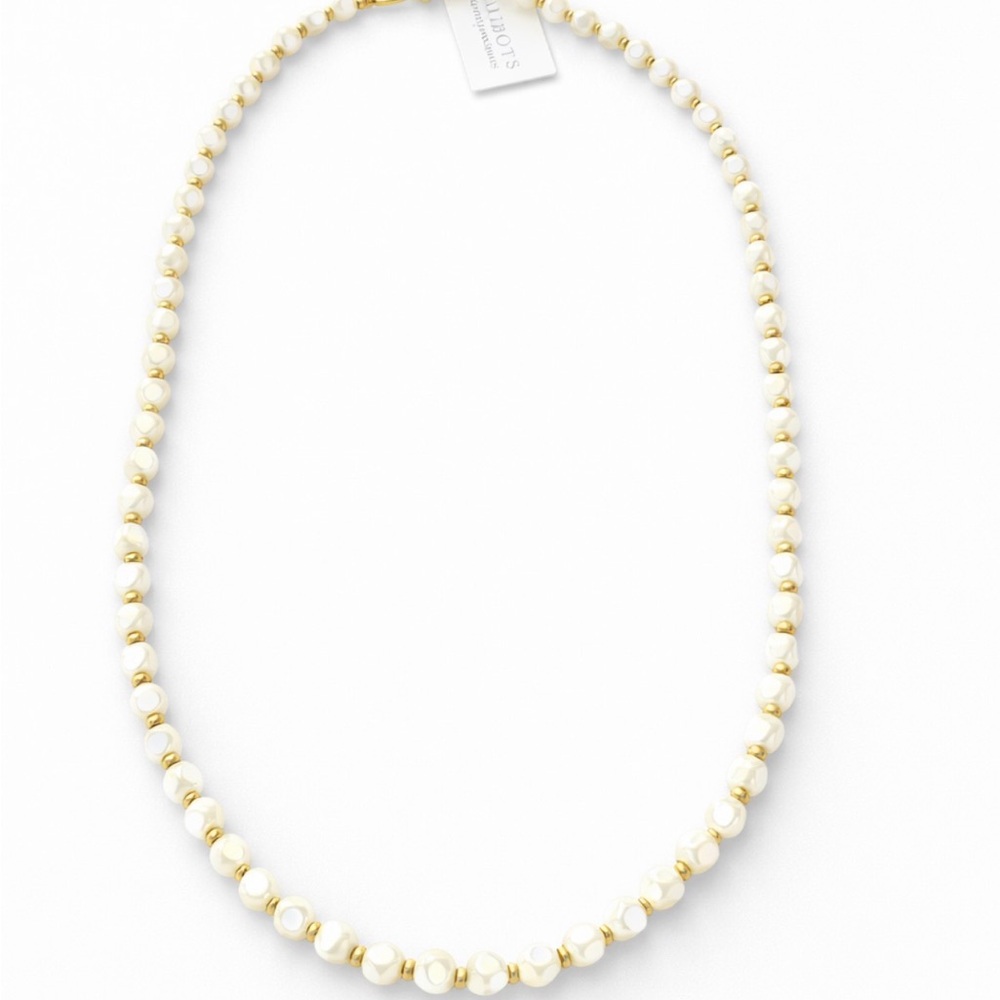Talbots Semi Precious Pearl Beaded Necklace Gold Tone NWT Classic - Picture 7 of 7
